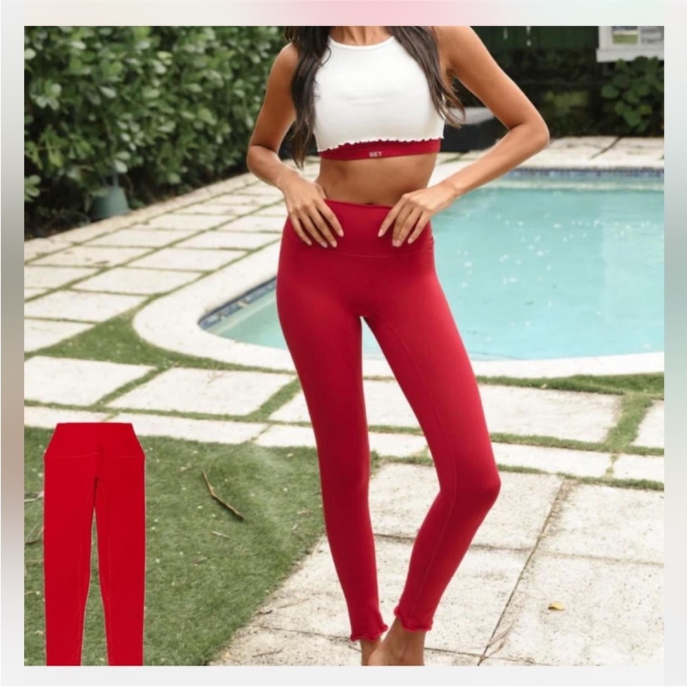SET Active Red High-Waisted Leggings